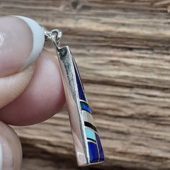 Signed Steve Francisco Native American Sterling Silver Lapis Inlay Stud Earrings
