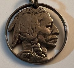 1937 Buffalo Nickel Coin Cut Out Pendant