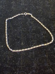10.5”, vintage Italian sterling silver 925 curb chain bracelet anklet #393