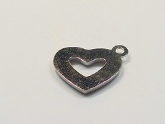 Alloy Rhinestone Heart Pendant, Platinum Color, about 19x15mm, Hole 2mm Qty 2