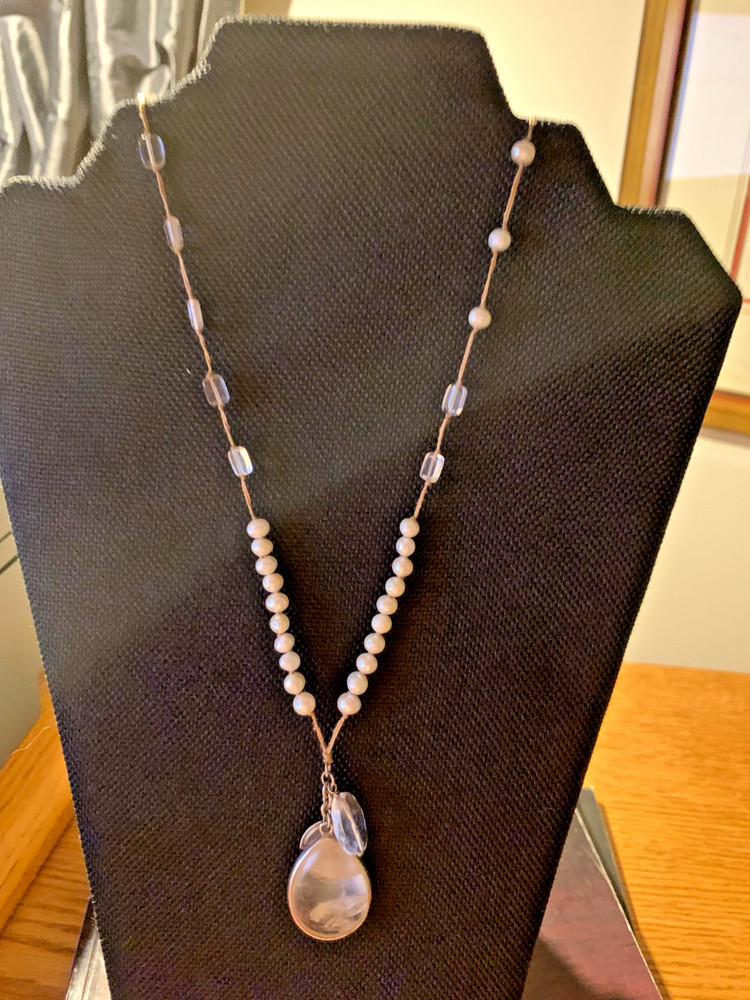 Silpada Silver Cultured Pearls & Clear Natural Stones Necklace