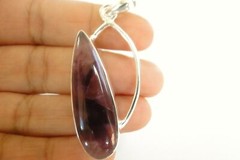 Banded Dogtooth Chevron Amethyst Dangle Drop 925 Sterling Silver Pendant