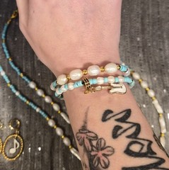 Freshwater Pearls w/gold Findings, & Turquoise Necklace w/bracelets & Earrings