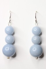 Angelite Earrings Blue 8 & 12mm Ball Natural Gemstone 925 Sterling Silver 1.50″