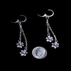 Flower Charm Dangle Earrings with 925 Sterling Silver Plated Huggie Hoops