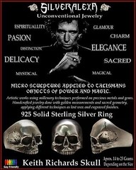 Skull Ring, Sterling Silver Keith Richards Skull Ring, All Sizes, Biker Jewelry