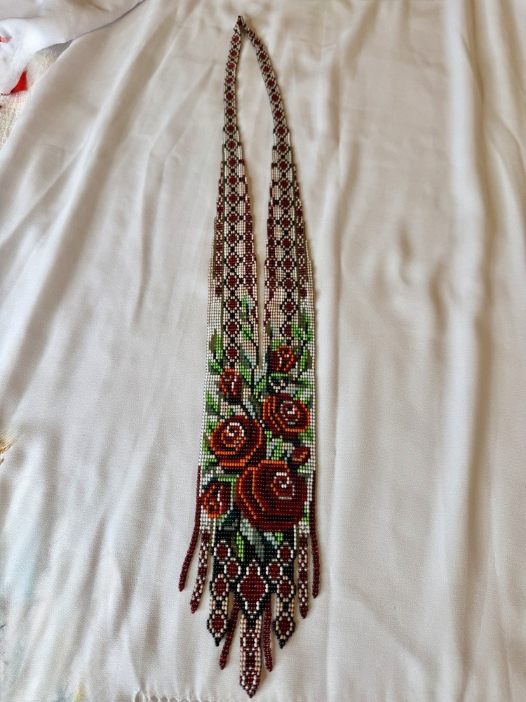 Traditional Ukrainian Gerdan Necklace made of Czech Seed Beads
