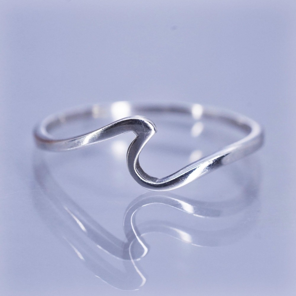 Size 9.75, vintage modern Sterling 925 silver handmade ring, wavy band