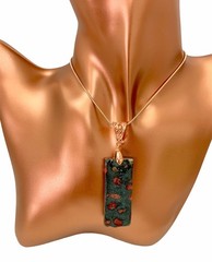 Ocean Jasper Pendant Necklace: Rose Gold Snake Chain