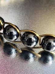 Bronze Colored Copper and Black Agate Bracelet EMFs Protection