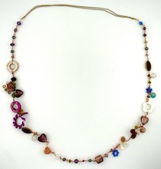 OOAK Artisan Wire Wrapped Mixed Media Beaded Statement Necklace 34″ Boho