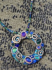 Michal Golan Open Circle Pendant Necklace Multi-Color Handmade