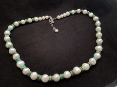 Handmade Sterling Silver Turquoise And Cultured Freshwater Pearl Necklace 20”