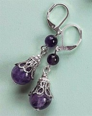 double AMETHYST dangle earring SP LEVERBACK artisan