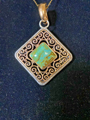 Barse Turquoise Rose Gold Bronze 925 Necklace Pendent Thailand