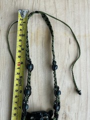 Zapotec Bat God Handcrafted Serpentine Pendant Beaded Macrame Knotting Necklace