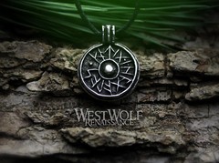 Viking Shield Pendant with Runes — Norse/Silver/Amulet/Valknut/Jewelry/Skyrim