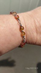 Handmade Bracelet Linked Glass And Stainless Steel 19.5cm