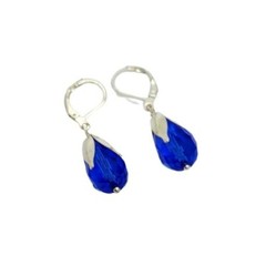 Handmade Blue Crystal Teardrop Earrings