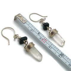 Handmade Artisan Earrings Alpaca Natural Stone Quartz Crystal
