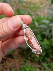 Orange Kyanite Sterling Silver Pendant Artisan Jewelry Gift