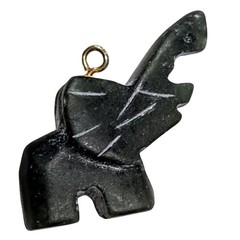 Stone Elephant Pendant Small Hand Carved Etched Gray 1 inch tall Vintage