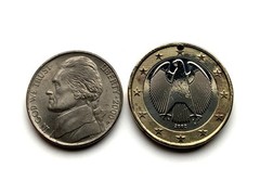 2002 Germany Deutschland 1 Euro coin earrings German eagle Berlin Hamburg 000657