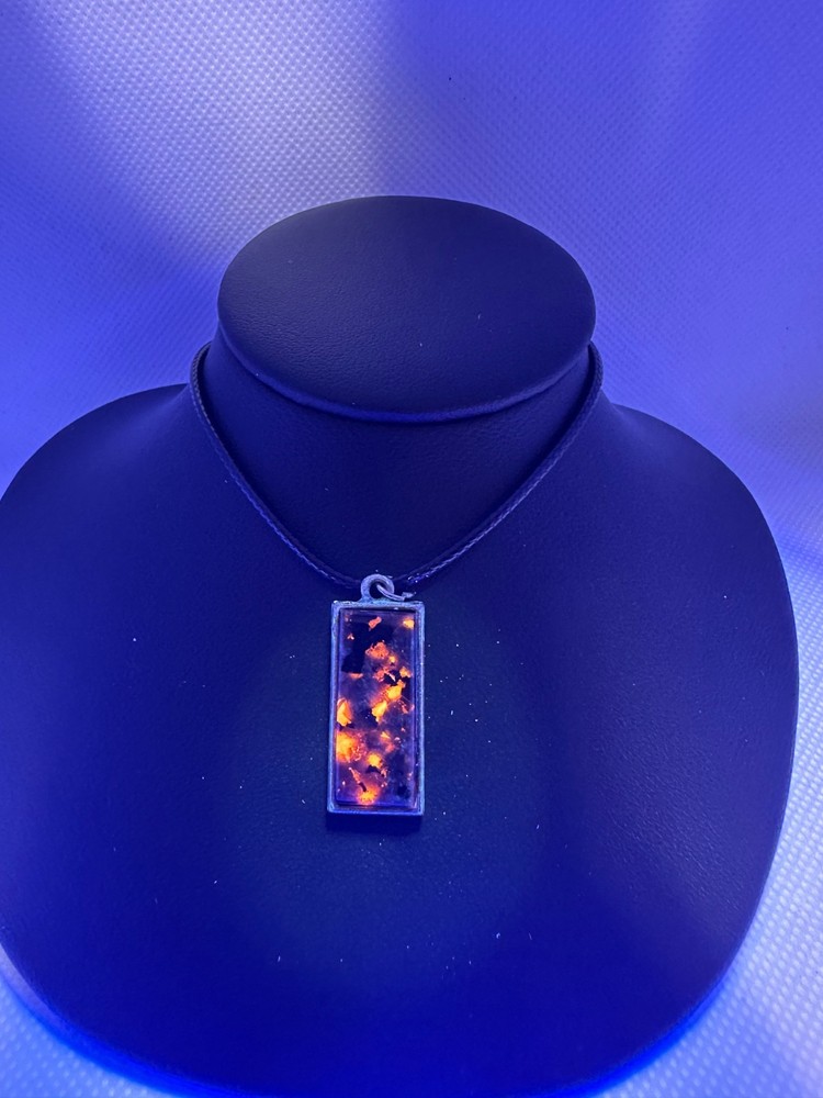 Yooperlite inlay pendant with rope necklace, Ultra Violet Reactive