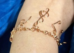 Handmade One -Of-Kind Copper Wired Musical Notes 7-3/4” Bracelet