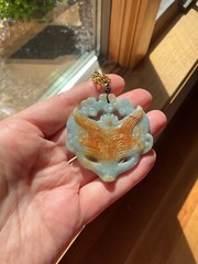 Huge Burmese Jadeite Pendant Necklace Fox Mask Handcrafted USA Seller
