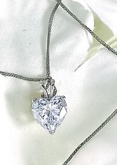 8mm Diamond Solitaire Pendant 18k White Gold Heart shape Diamond Necklace 1.5ct