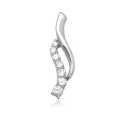 Artisan Crafted White Gold Plated Sterling Silver and Cz Pendant Jewelry