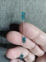 Handmade Beaded Necklace Dainty Turquoise Beads 9 Inches With Rhodel Spacers