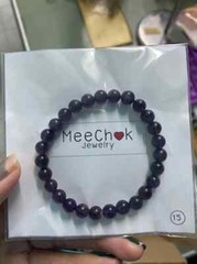 6mm Amethyst Natural Stone Beads Bracelet Purple Stone Lucky Stone, Size 14-20cm