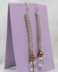 Sterling Silver Viking Knit Dangle Earrings with Crystal Beads