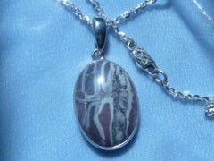 Sterling Pendant 26 X 18mm Porcelain Jasper 18″ AK Chain & Clasp Konder #289