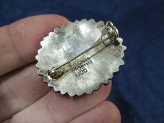 Hand Made 800 Silver Boho Pin Brooch With Orange Glass Cabochon Stone Greece