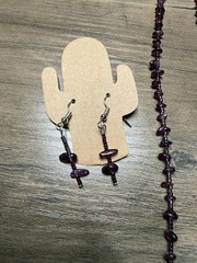 18” Handmade Bead Necklace Earrings Purple Rhodolite Garnet & Seed Beads New
