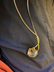 Women’ 18K Yellow Gold Solid Sterling Silver Pendant with Topaz & Diamond Stone