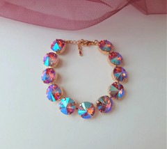 Handmade Crystal Bracelet, Iridescent Crystals, 12mm, Crystal Tennis Bracelet