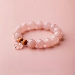 Natural Pink Quartz Peach Blossom Bracelet—Romantic Women’s Bracelet Mala Beads