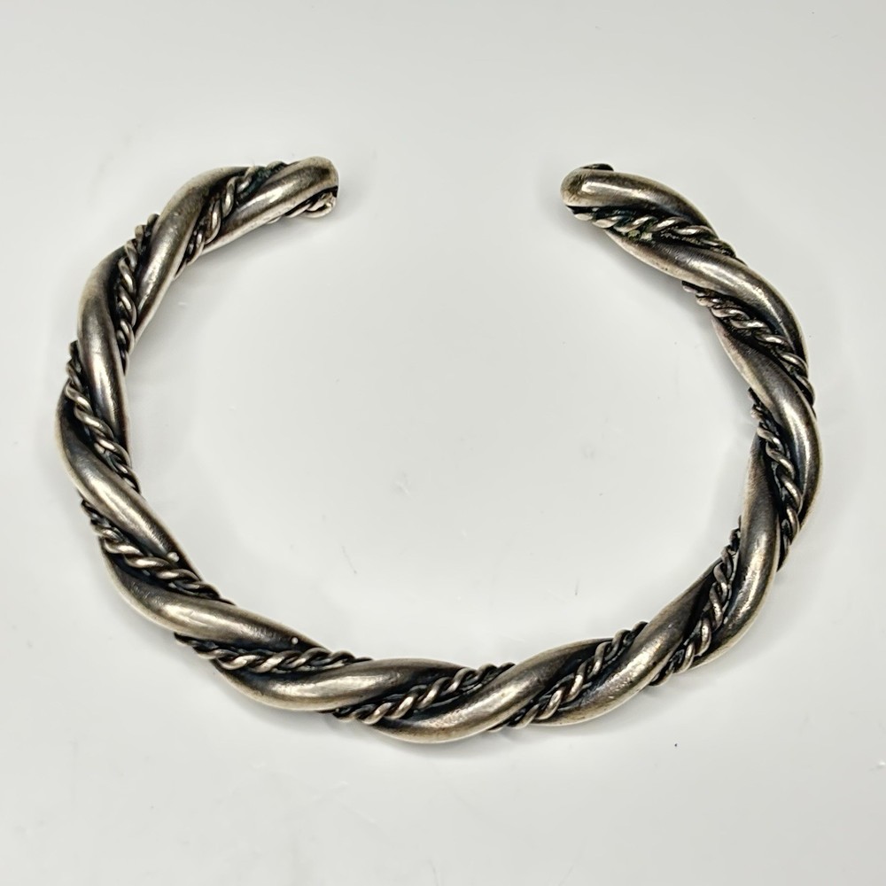 Twisted Wire Cuff Bracelet Sterling Silver Braid Heavy 30 Gram Artisan Jewelry