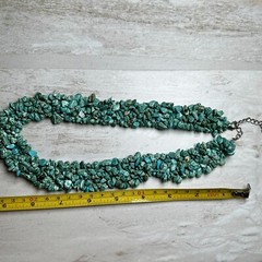 Howlite Necklace Chunk Chip Bib Style 16-18 Inch Blue Green Boho Cowgirl Western