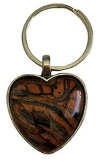 Pendant Acrylic Pour Painted Wearable Art Keychain Silver Finish Copper &Black