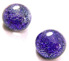 DICHROIC Post EARRINGS Tiny 1/4″ 7mm Violet Purple Metallic Fused GLASS STUDS