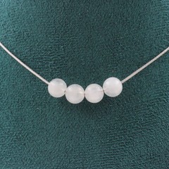Stones And Minéraux. Necklace 4 Beads Moonstone From Sri Lanka 8 MM Chain E