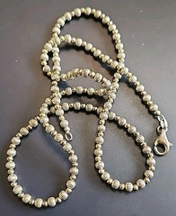 Vintage Italian Silpada Sterling Silver & Brass Fluted Beaded Necklace 24 Inches