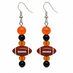 Football Earrings Handmade Glass Beads Sterling Silver Hooks Sports Jewelry Gift