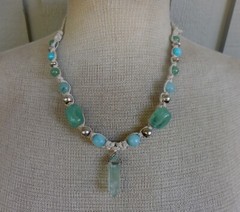 Fluorite Double Terminated Point Adjustable Hemp Necklace Aventurine Stone Beads