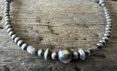 Sterling Silver Native Style SW 4mm Desert Pearls Necklace & Accents 18.5-20.5”